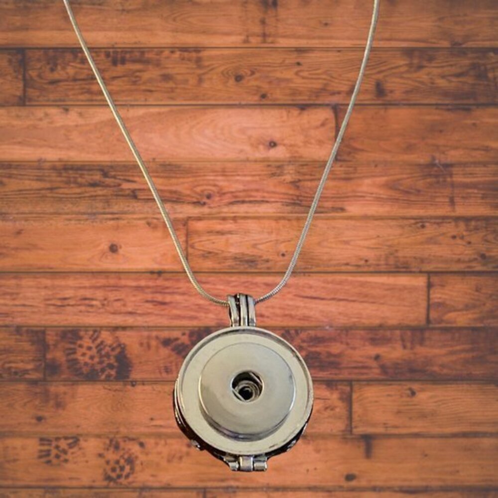 Silver Tone Essential Oil Snap Button Necklace